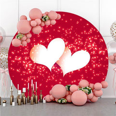 Lofaris White Love With Red Bokeh Round Valentines Backdrop