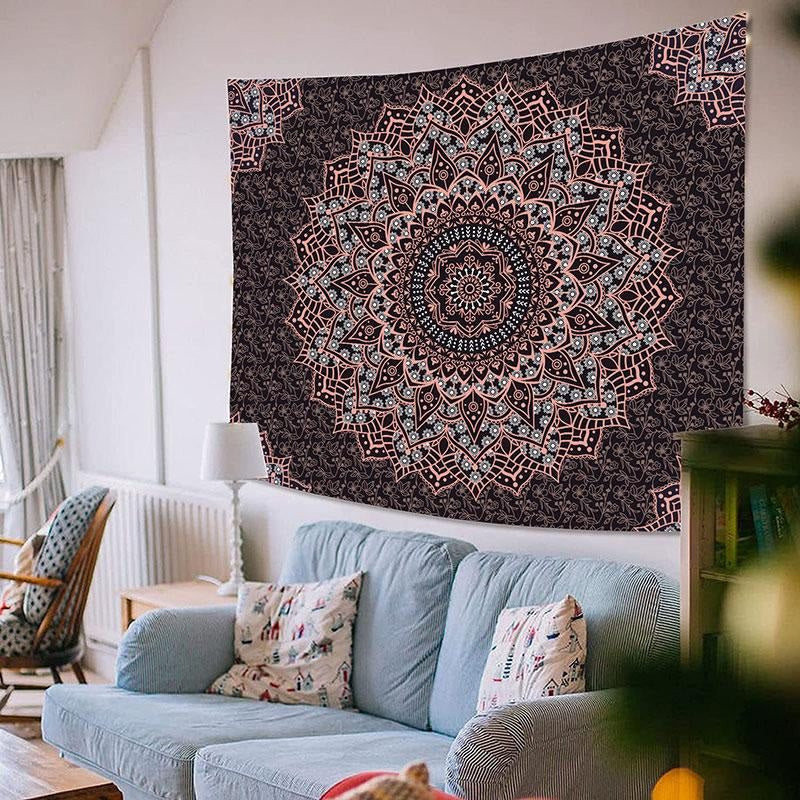 Lofaris White Pink Mandala Trippy Still Life Wall Tapestry