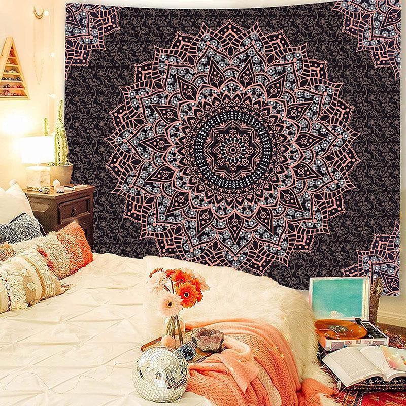 Lofaris White Pink Mandala Trippy Still Life Wall Tapestry