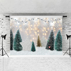 Lofaris White Snowflake And Tree Glitter Christmas Backdrop