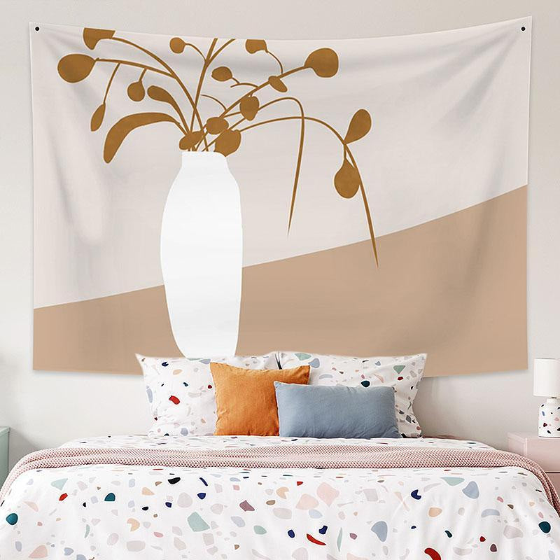 Lofaris White Vase Floral Still Life Art Decor Wall Tapestry