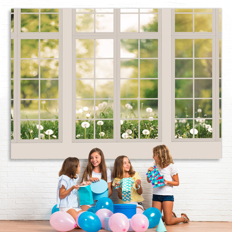 Lofaris White Window Flower Happy Birthday Backdrop For Girl