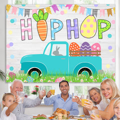 Lofaris White Wooden Car Colored flag Happy Birthday Backdrop