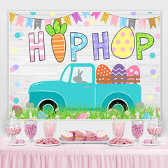 Lofaris White Wooden Car Colored flag Happy Birthday Backdrop