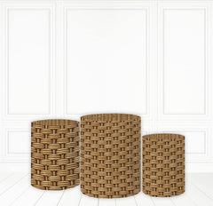 Lofaris Wicker Pattern Plinth Cover Soft Color Cake Table