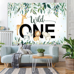 Lofaris Wild One Cartoon Animal Baby Shower Backdrop for Boy