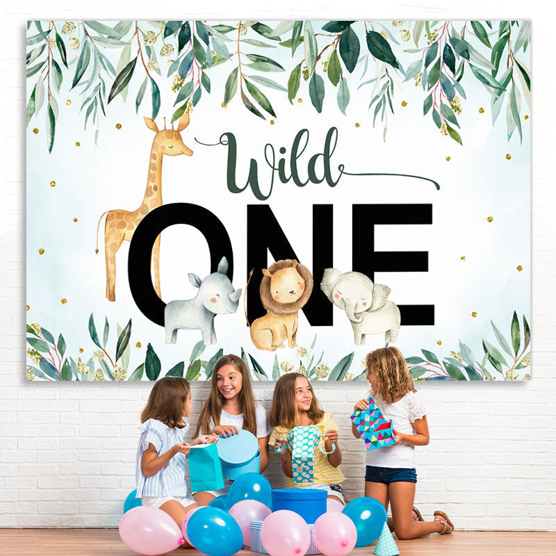 Lofaris Wild One Cartoon Animal Baby Shower Backdrop for Boy