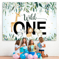 Lofaris Wild One Cartoon Animal Baby Shower Backdrop for Boy