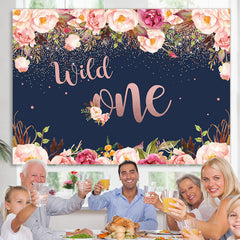 Lofaris Wild One Floral Glitter Party Backdrop for 1st Birthday