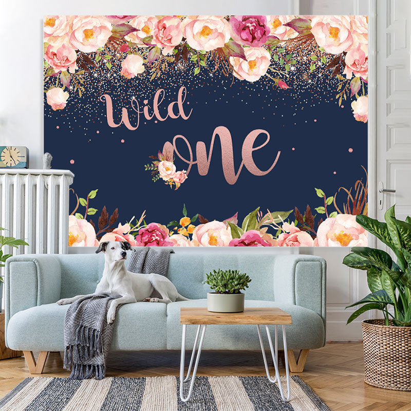 Lofaris Wild One Floral Glitter Party Backdrop for 1st Birthday