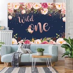 Lofaris Wild One Floral Glitter Party Backdrop for 1st Birthday
