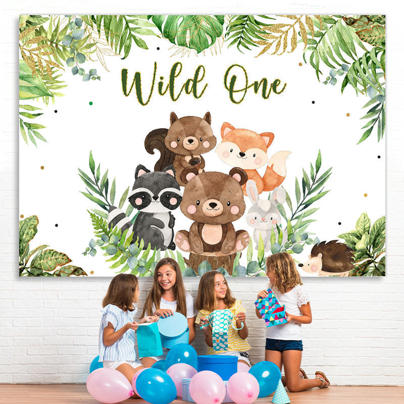Lofaris Wild One Jungle Cartoon Animals 1st Birthday Backdrop