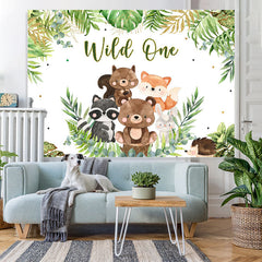 Lofaris Wild One Jungle Cartoon Animals 1st Birthday Backdrop