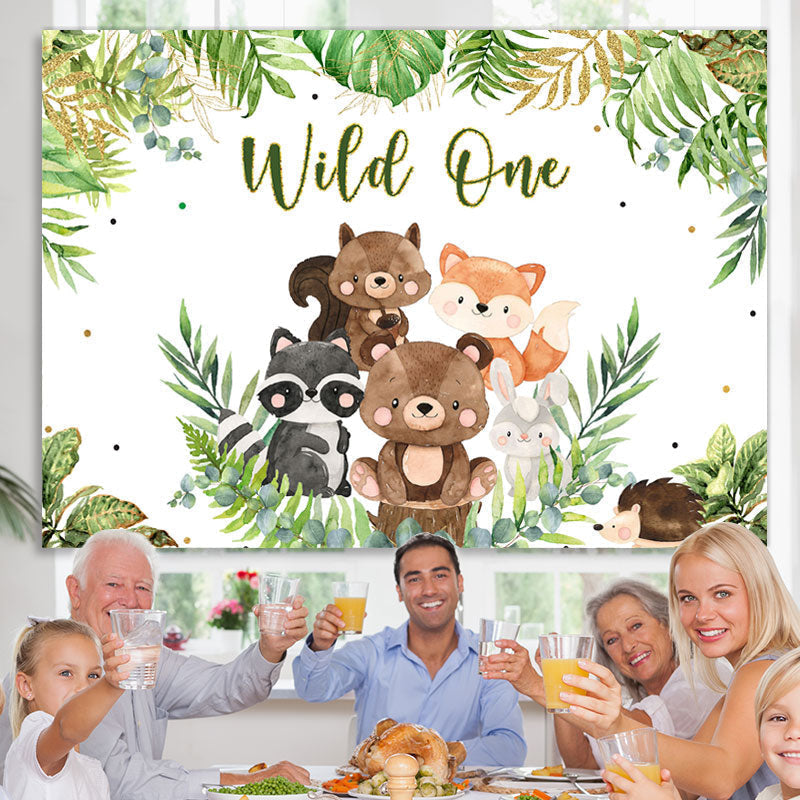 Lofaris Wild One Jungle Cartoon Animals 1st Birthday Backdrop