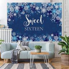 Lofaris Winter Blue Snowflake Boy Sweet Sixteen Birthday Backdrop