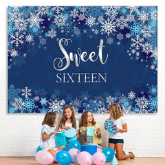 Lofaris Winter Blue Snowflake Boy Sweet Sixteen Birthday Backdrop