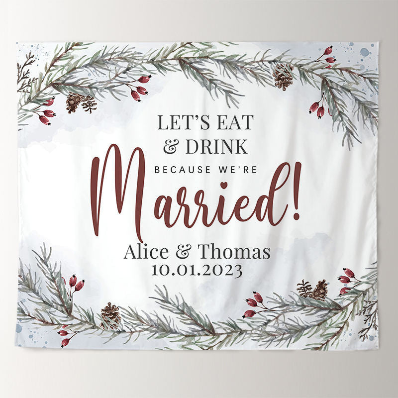Lofaris Winter Eat And Drink Party For Married Wedding Backdrop