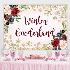 Lofaris Winter Onederland Golden Snow 1St Birthday Backdrop