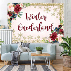 Lofaris Winter Onederland Golden Snow 1St Birthday Backdrop