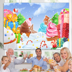 Lofaris Winter Snow Cartoon Cake Gift Backdrops for Birthday Baby Shower