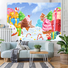 Lofaris Winter Snow Cartoon Cake Gift Backdrops for Birthday Baby Shower