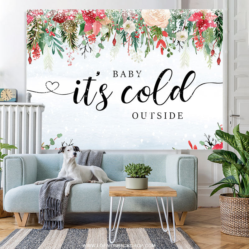 Lofaris Winter Snow Christmas Theme Baby Shower Backdrop Banner