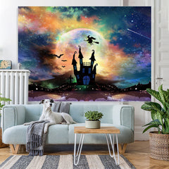 Lofaris Witch Bat Castle Moon Scary Night Halloween Party Backdrop