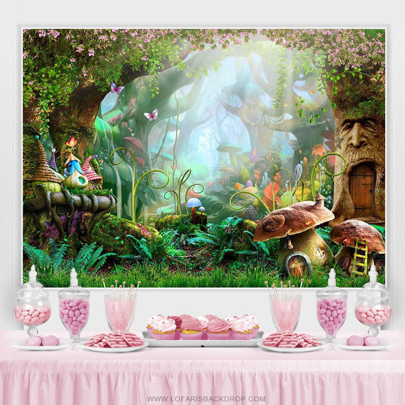 Lofaris Wonderland Forest Fairy Tale Girl Birthday Backdrop