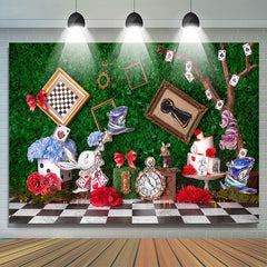 Lofaris Wonderland Rabbits Grass Wall Photo Easter Backdrop