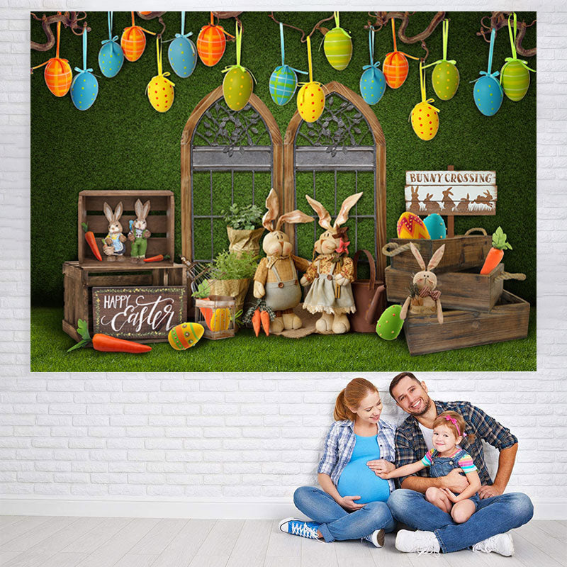 Lofaris Wood Box And Bunny Cute Baby Shower Backdrop