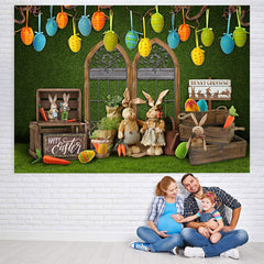 Lofaris Wood Box And Bunny Cute Baby Shower Backdrop