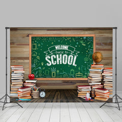 Lofaris Wooden Blackboard and Books Back to School Backdrop