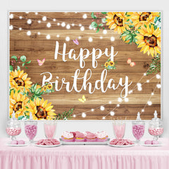 Lofaris Wooden Butterfly Sunflower Happy Birthday Backdrop