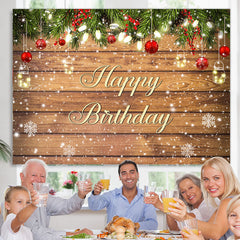 Lofaris Wooden Christmas Winter Snowflake Birthday Backdrop
