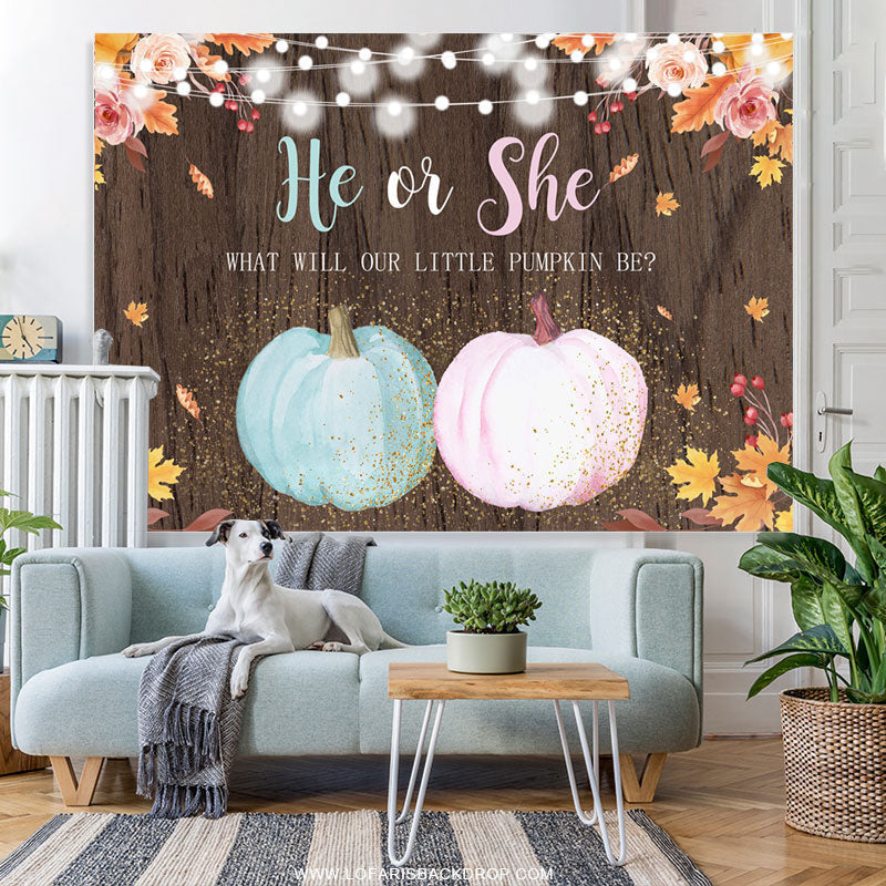 Lofaris Wooden Flower Pumpkin Lovely Baby Shower Backdrop