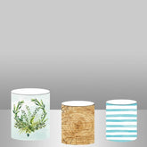 Lofaris Wooden Green Leaves Backdrop Plinth Cylinder Cover Kit