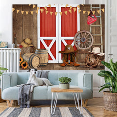 Lofaris Wooden Red gate cowboy theme sunflower backdrop for boy