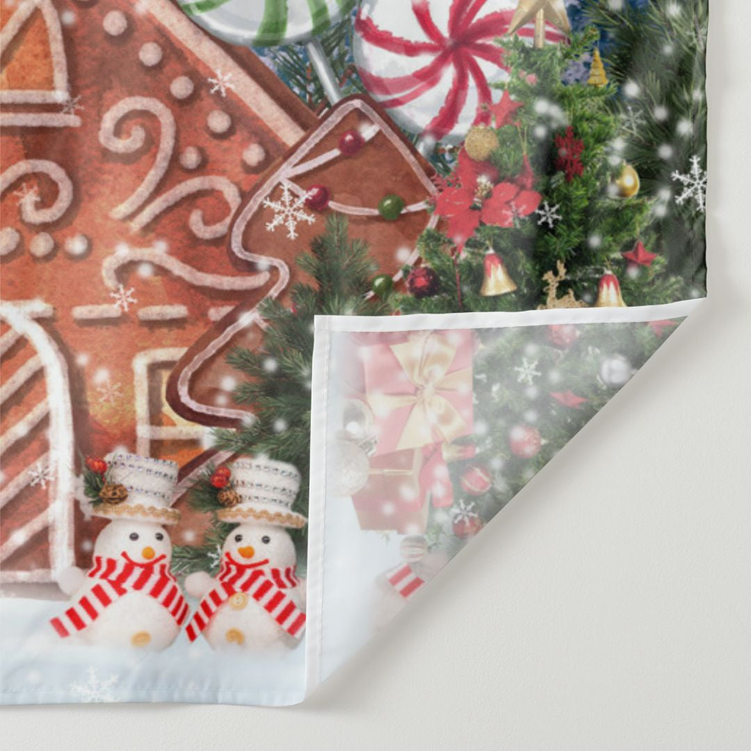Lofaris Xmas Tree Cartoon Gingerbread House Christmas Backdrop
