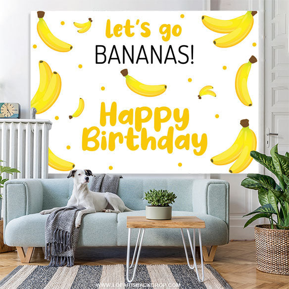 Lofaris Yellow Bananas Simple Happy Birthday Party Backdrop