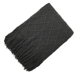 Lofaris Yellow Blanket for Couch Knit Woven Tassels Warm Soft