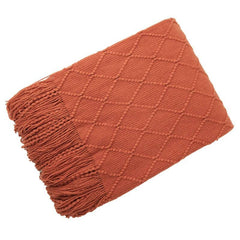 Lofaris Yellow Blanket for Couch Knit Woven Tassels Warm Soft