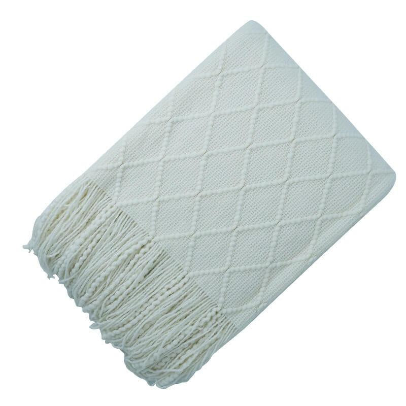 Lofaris Yellow Blanket for Couch Knit Woven Tassels Warm Soft