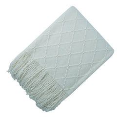 Lofaris Yellow Blanket for Couch Knit Woven Tassels Warm Soft