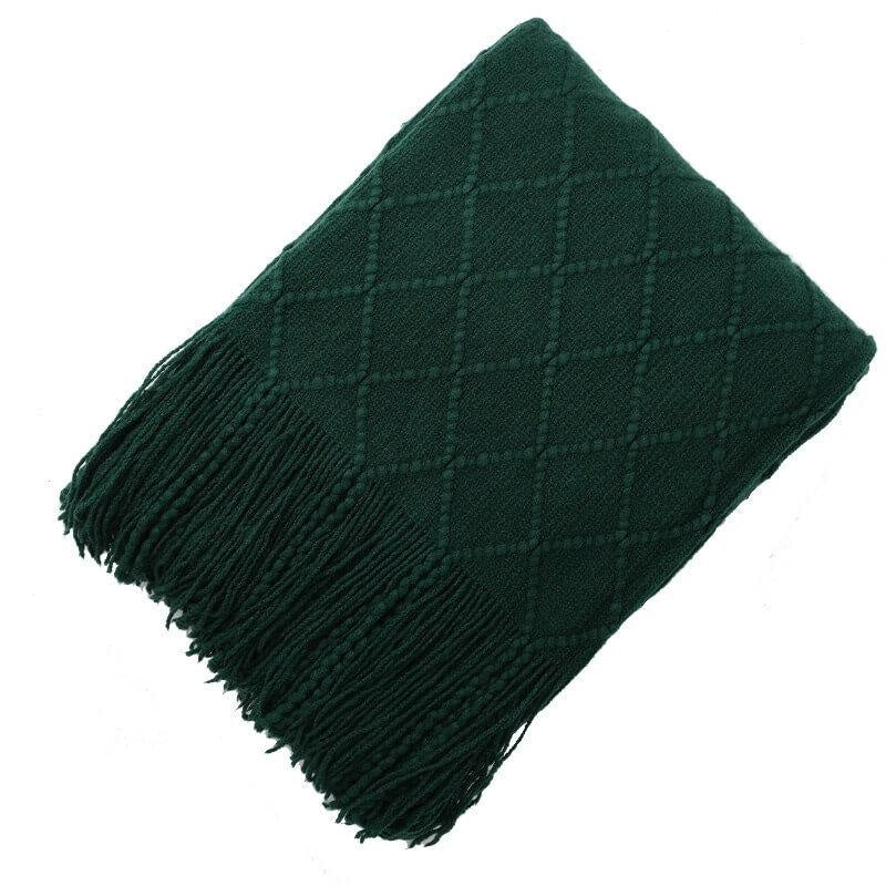 Lofaris Yellow Blanket for Couch Knit Woven Tassels Warm Soft