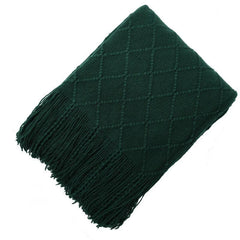 Lofaris Yellow Blanket for Couch Knit Woven Tassels Warm Soft