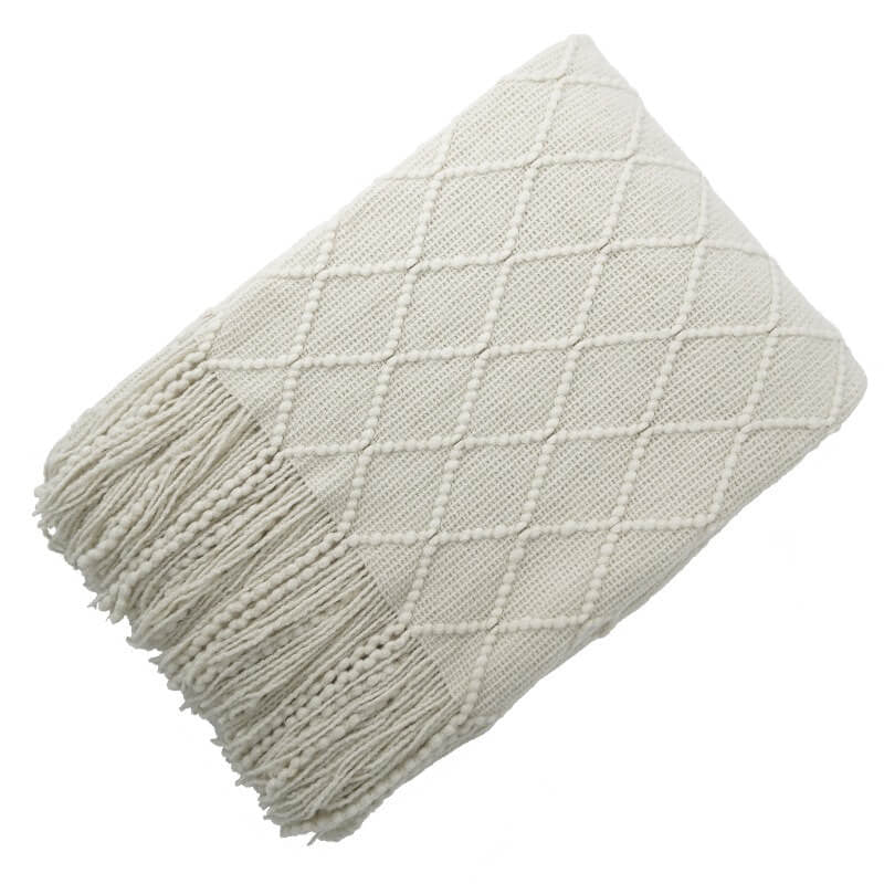 Lofaris Yellow Blanket for Couch Knit Woven Tassels Warm Soft