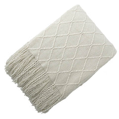 Lofaris Yellow Blanket for Couch Knit Woven Tassels Warm Soft