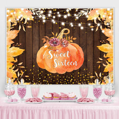 Lofaris Yellow Leaves Pumpkin Board Photo Backdrop for Sixteen Birthday