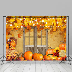 Lofaris Yellow Maples Pumpkin And Door Backdrop For Autumn