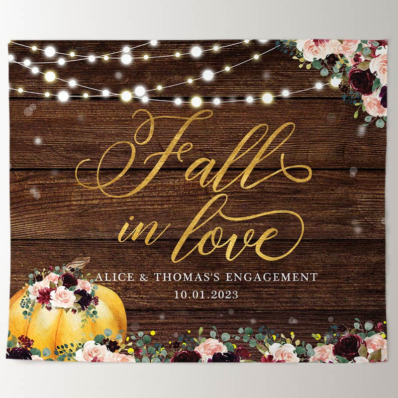 Lofaris Yellow Pumpkin And Roses Fall In Love Wedding Backdrop